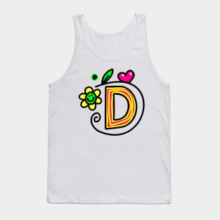 Letter D abc monogram hand drawn colorful alphabet Tank Top